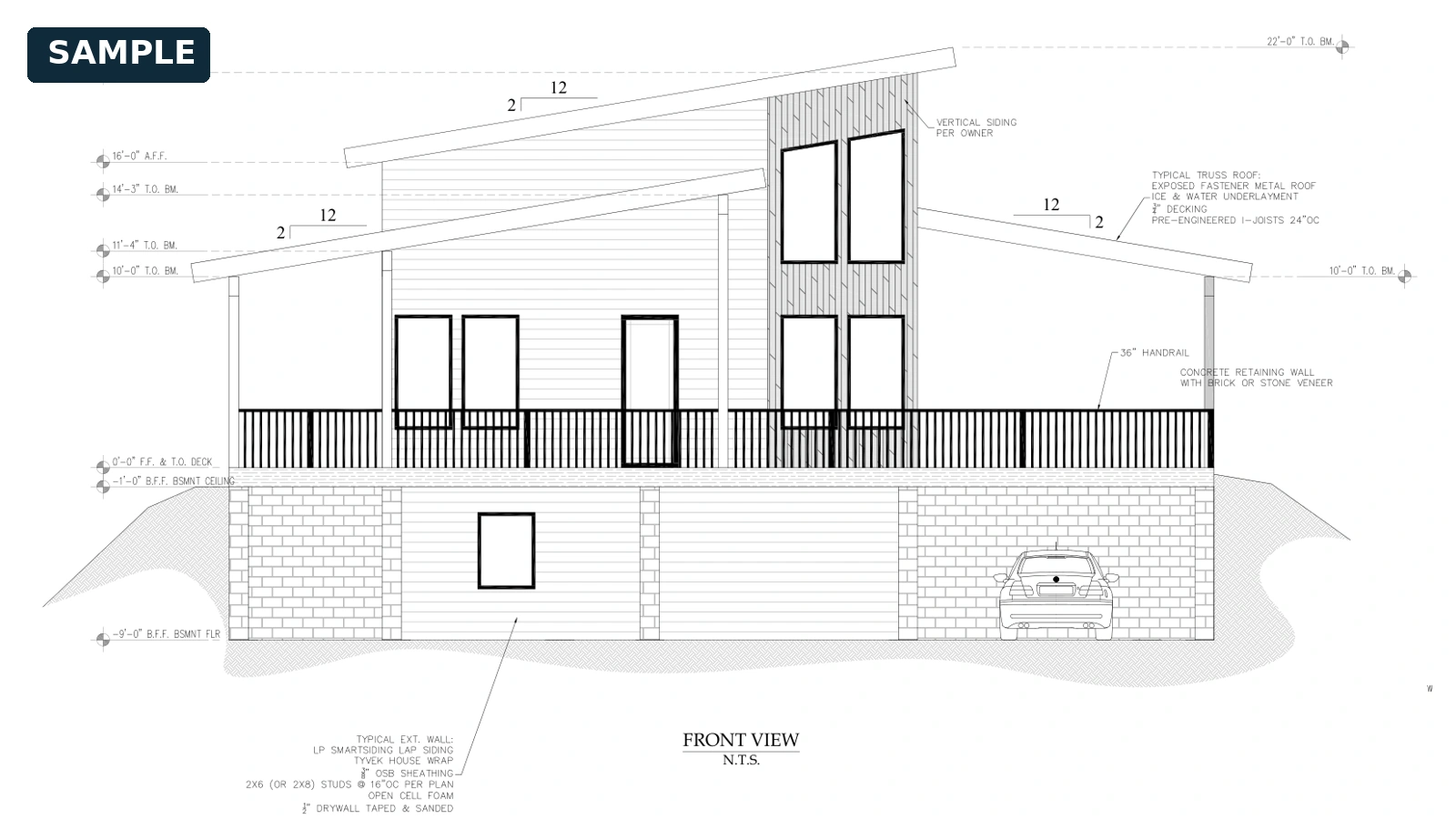 Watermarked architectural drawing from Modern Cabin Sample