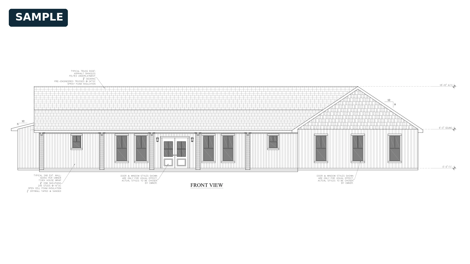 Watermarked architectural drawing from Modern Farmhouse Sample